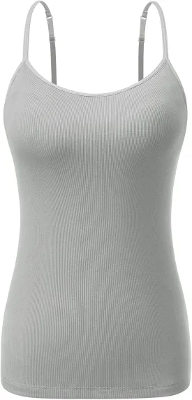 Air Curvey Womens Ribbed Spaghetti Tank Top Adjustable Shelf Bra Camisole Casual Summer Y2K Outfit Cami Shirt 2025