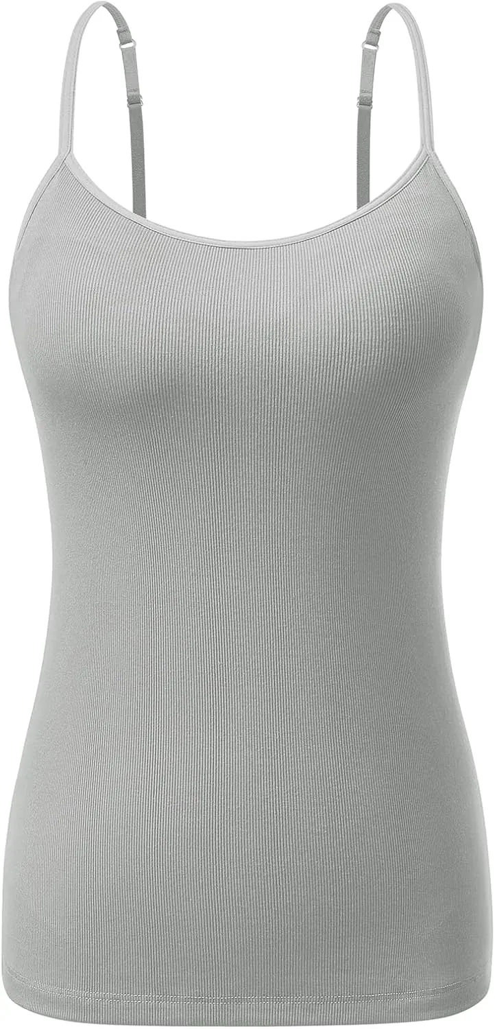 Air Curvey Womens Ribbed Spaghetti Tank Top Adjustable Shelf Bra Camisole Casual Summer Y2K Outfit Cami Shirt 2025