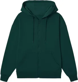 BETTERCHIC Women's Hooded Sweatshirt Casual Soft Brushed Fleece Hoody Drop Shoulder Full Zip Up Hoodie Size S-2XL