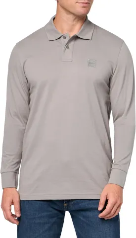 BOSS Men's Square Patch Logo Slim Fit Long Sleeve Polo Shirt