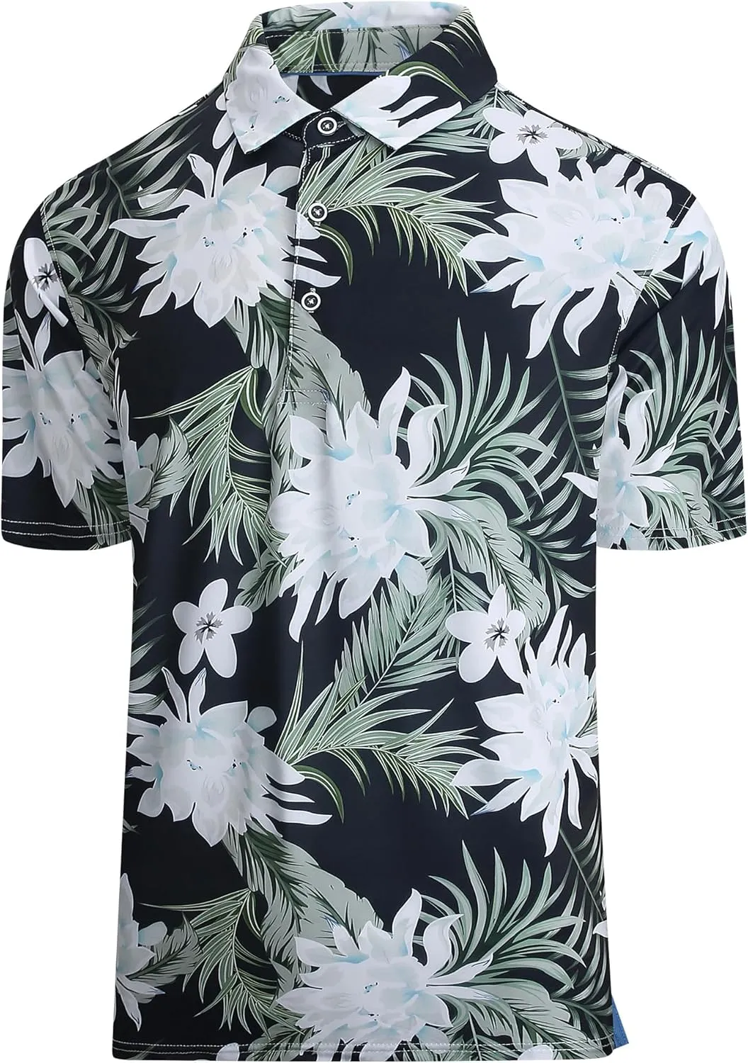 Damipow Mens Golf Shirts Dry Fit Polo Shirts Moisture Wicking Short Sleeve Hawaiian Polo Shirt