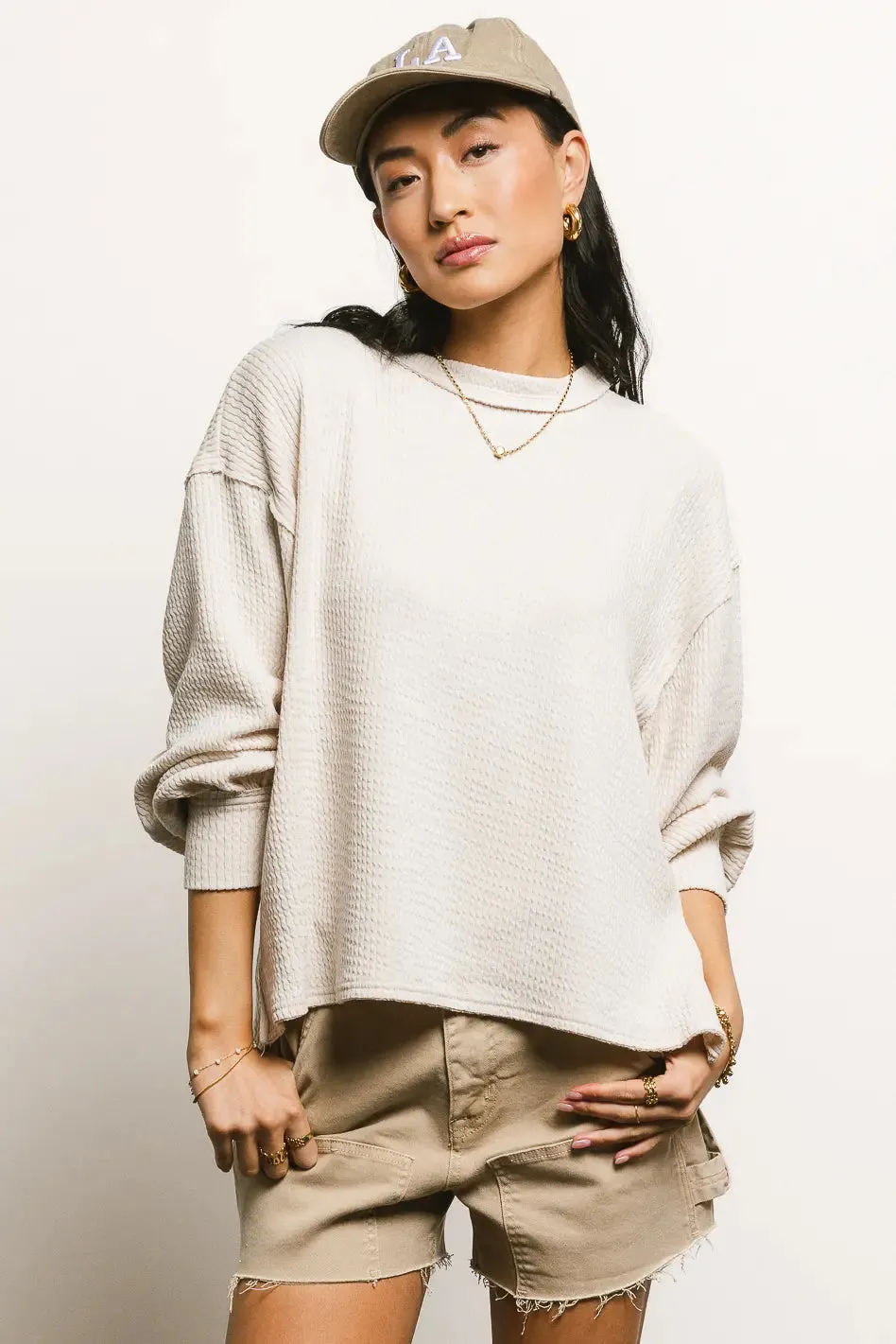 Delaney Ribbed Knit Top in Cream - FINAL SALE