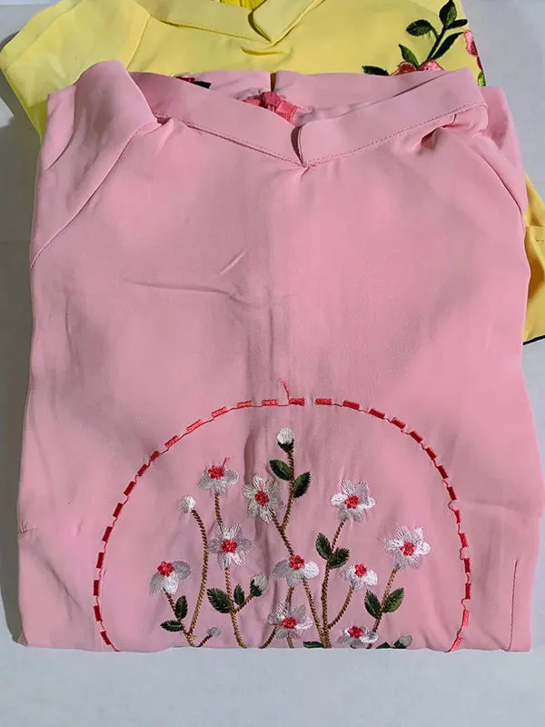 Family Ao Dai  Mom And Daughter Pink Embroidery Includes One Ao Dai Top And Pants