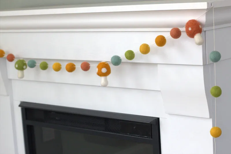 Felt Mushroom Garland- Woodland Colors