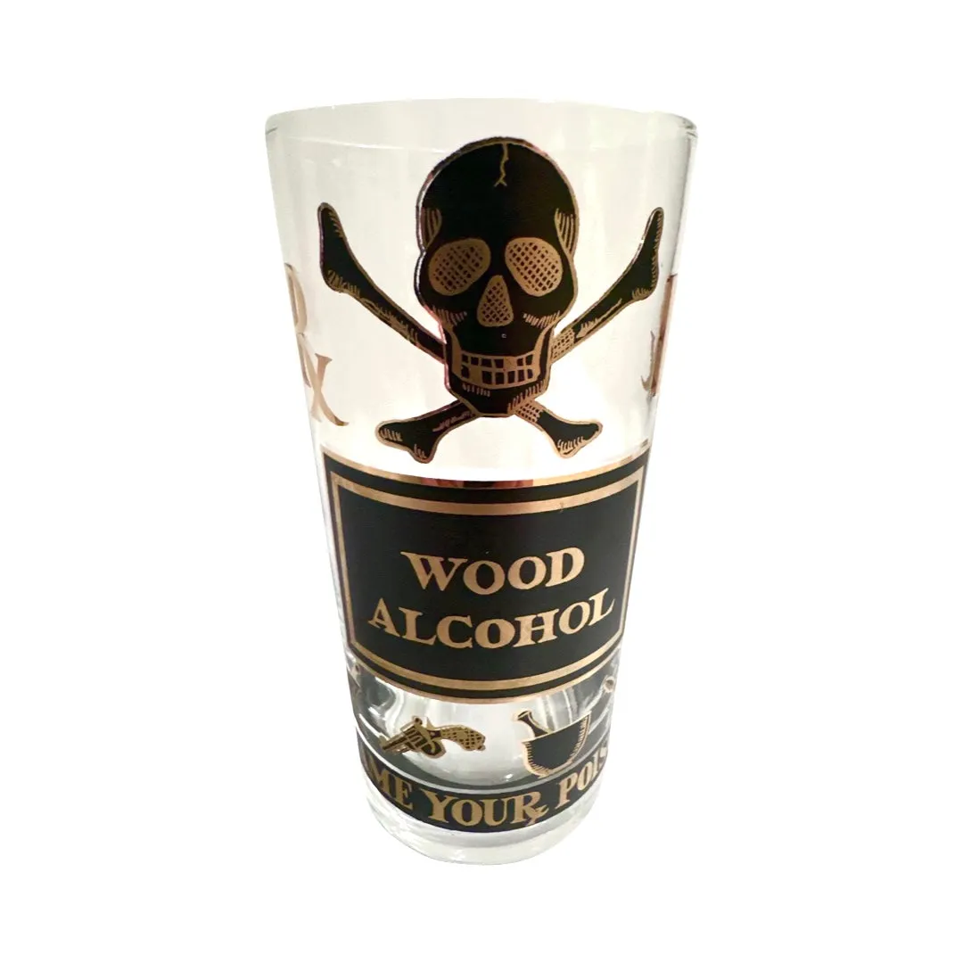 Georges Briard Mid-Century Name Your Poison Wood Alcohol Glass