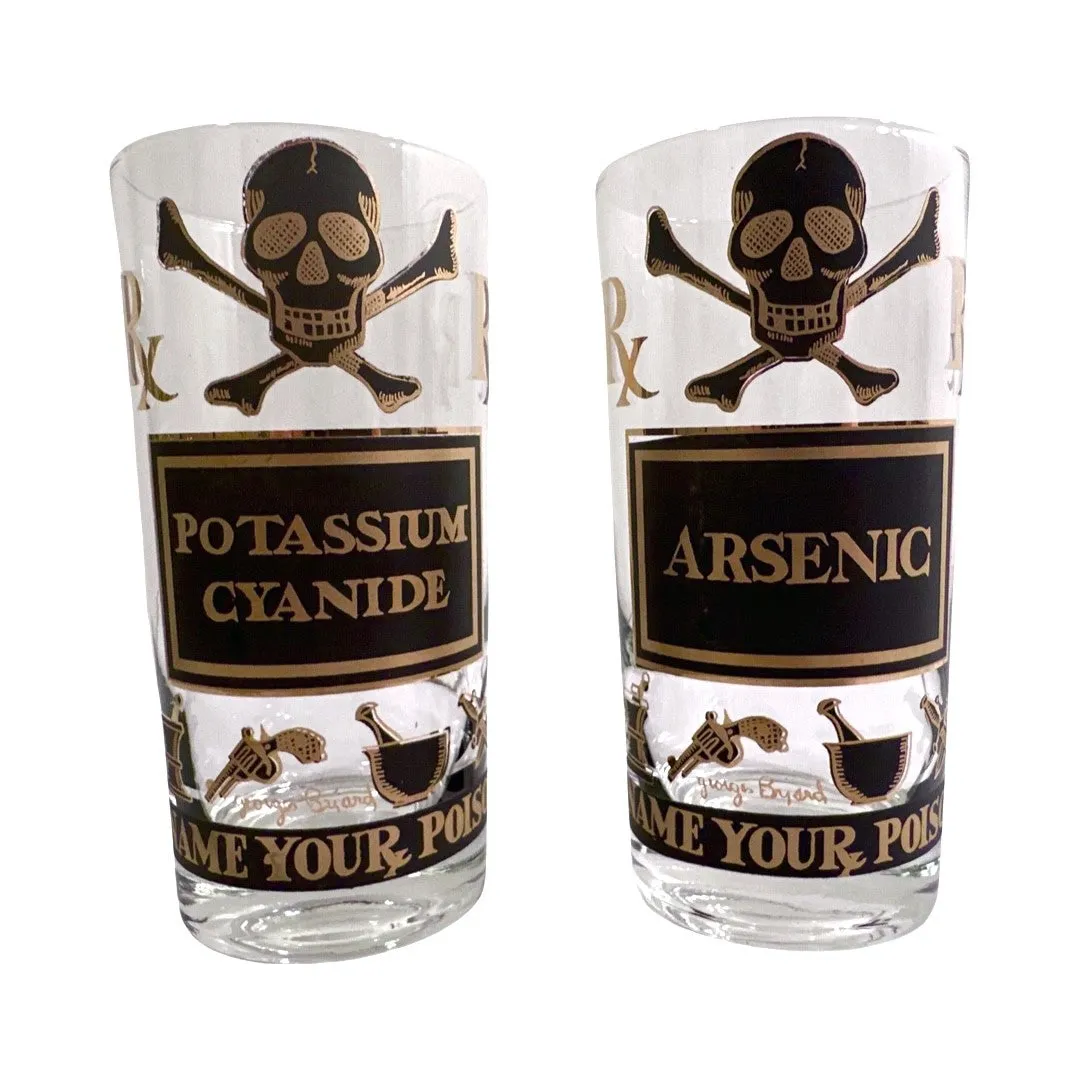 Georges Briard Signed Mid-Century Name Your Poison Glasses (Set of 4)