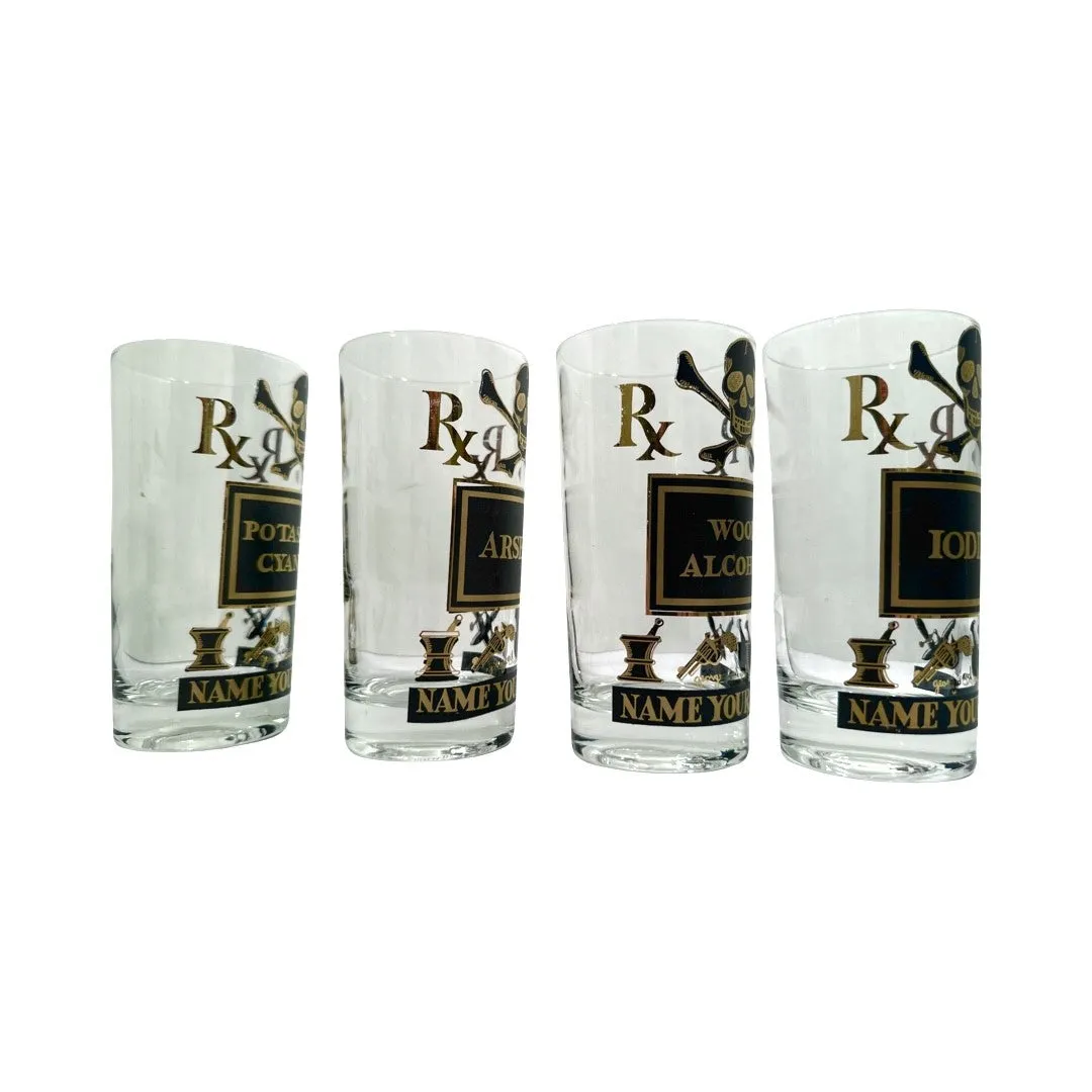 Georges Briard Signed Mid-Century Name Your Poison Glasses (Set of 4)
