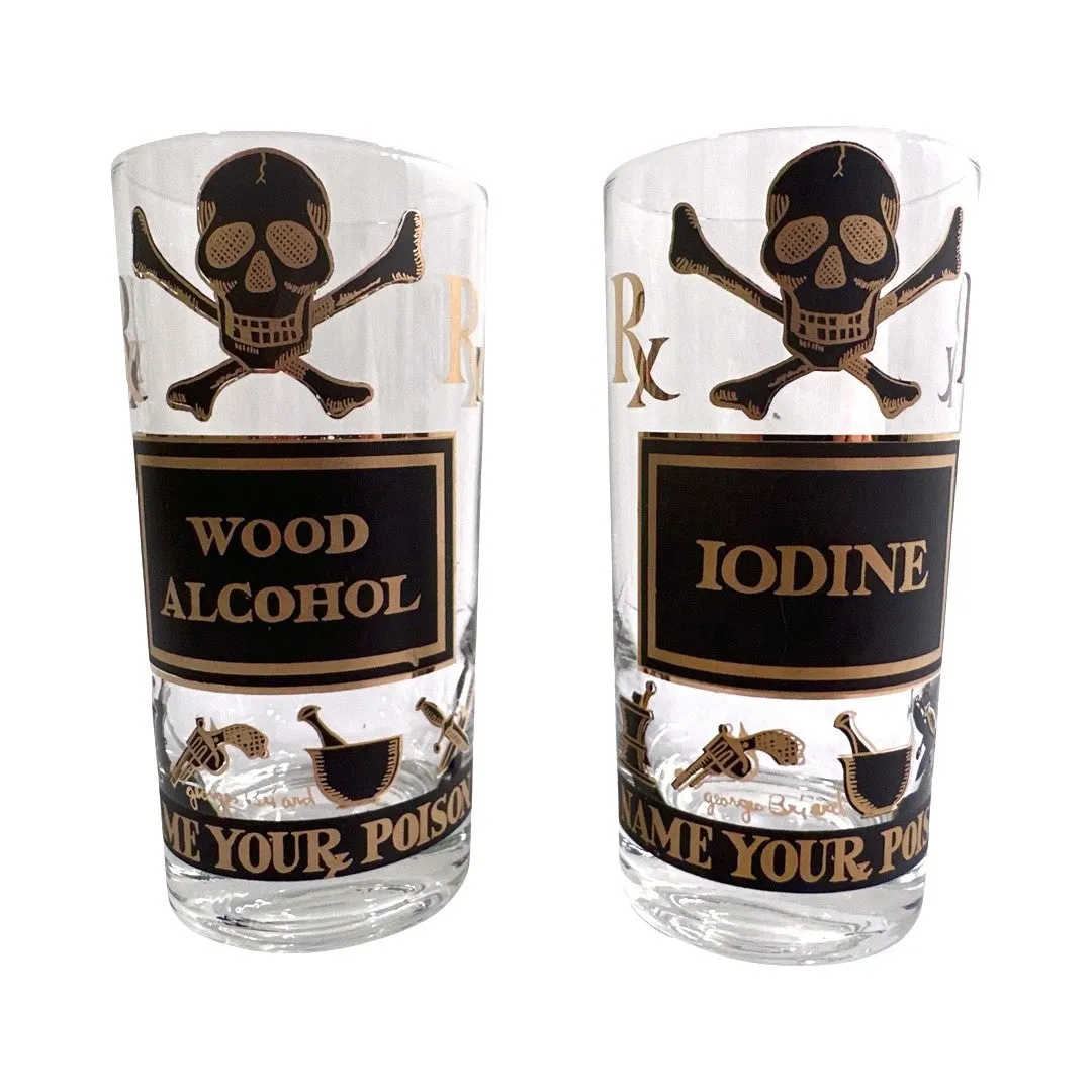 Georges Briard Signed Mid-Century Name Your Poison Glasses (Set of 4)