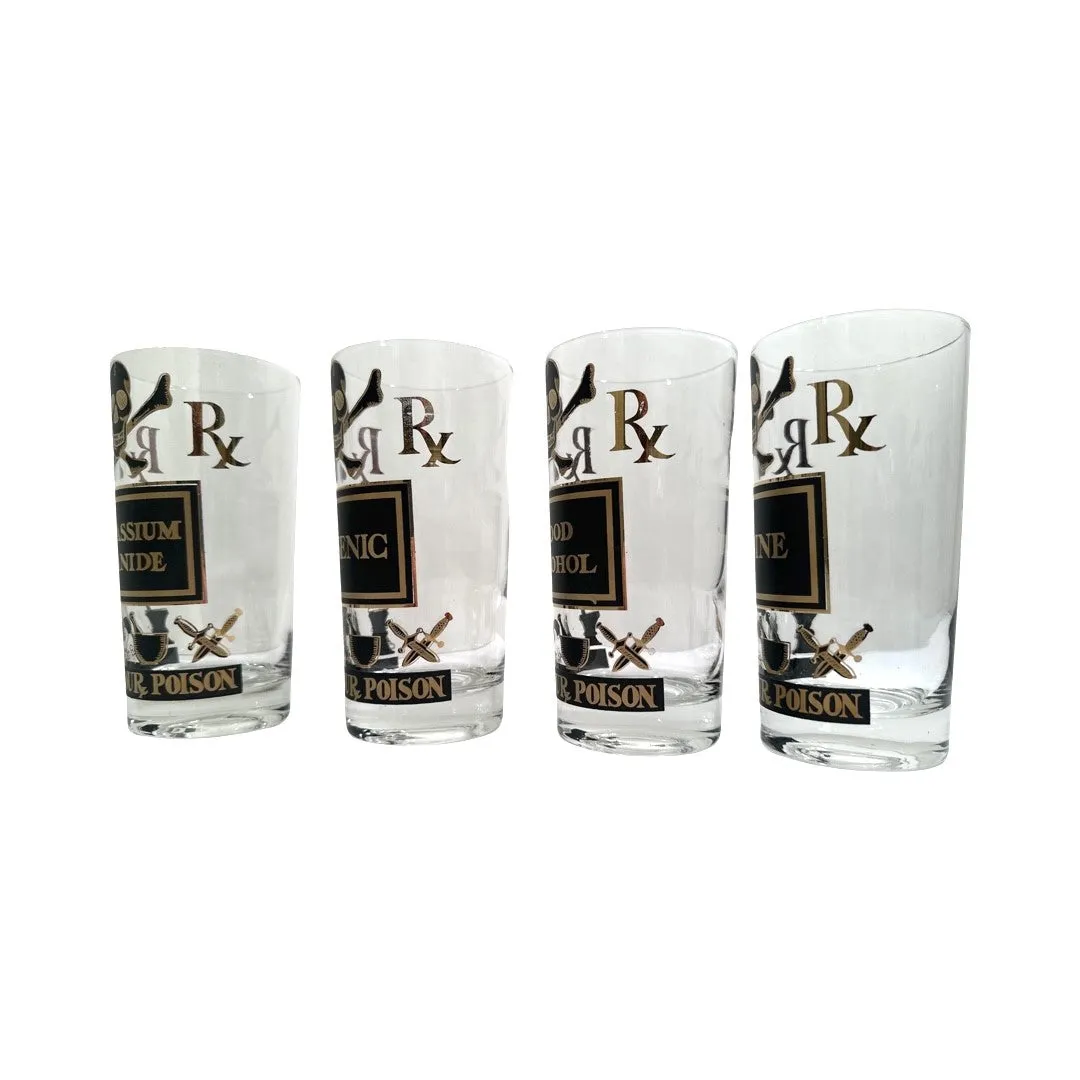 Georges Briard Signed Mid-Century Name Your Poison Glasses (Set of 4)