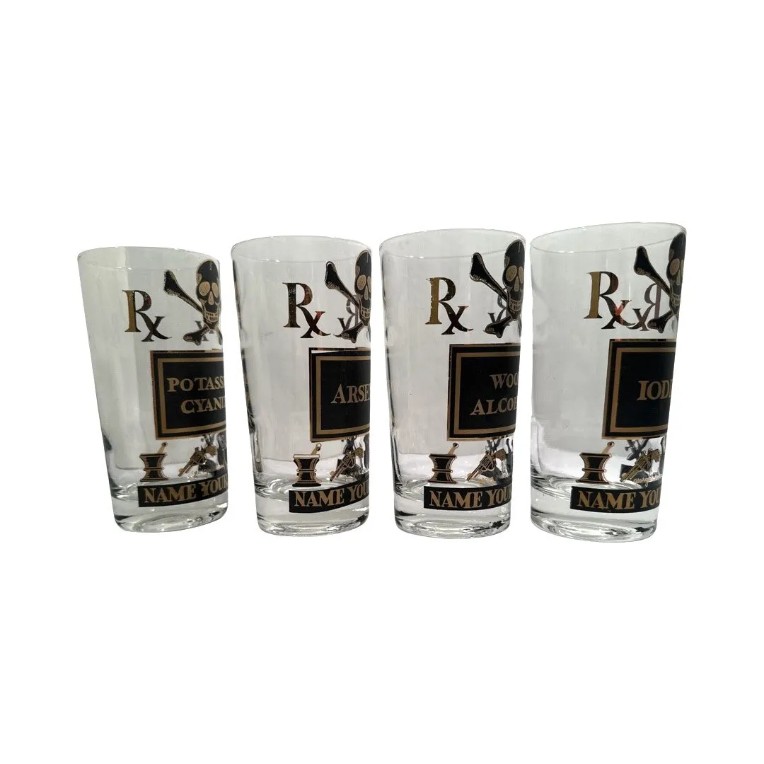 Georges Briard Signed Mid-Century Name Your Poison Glasses (Set of 4)
