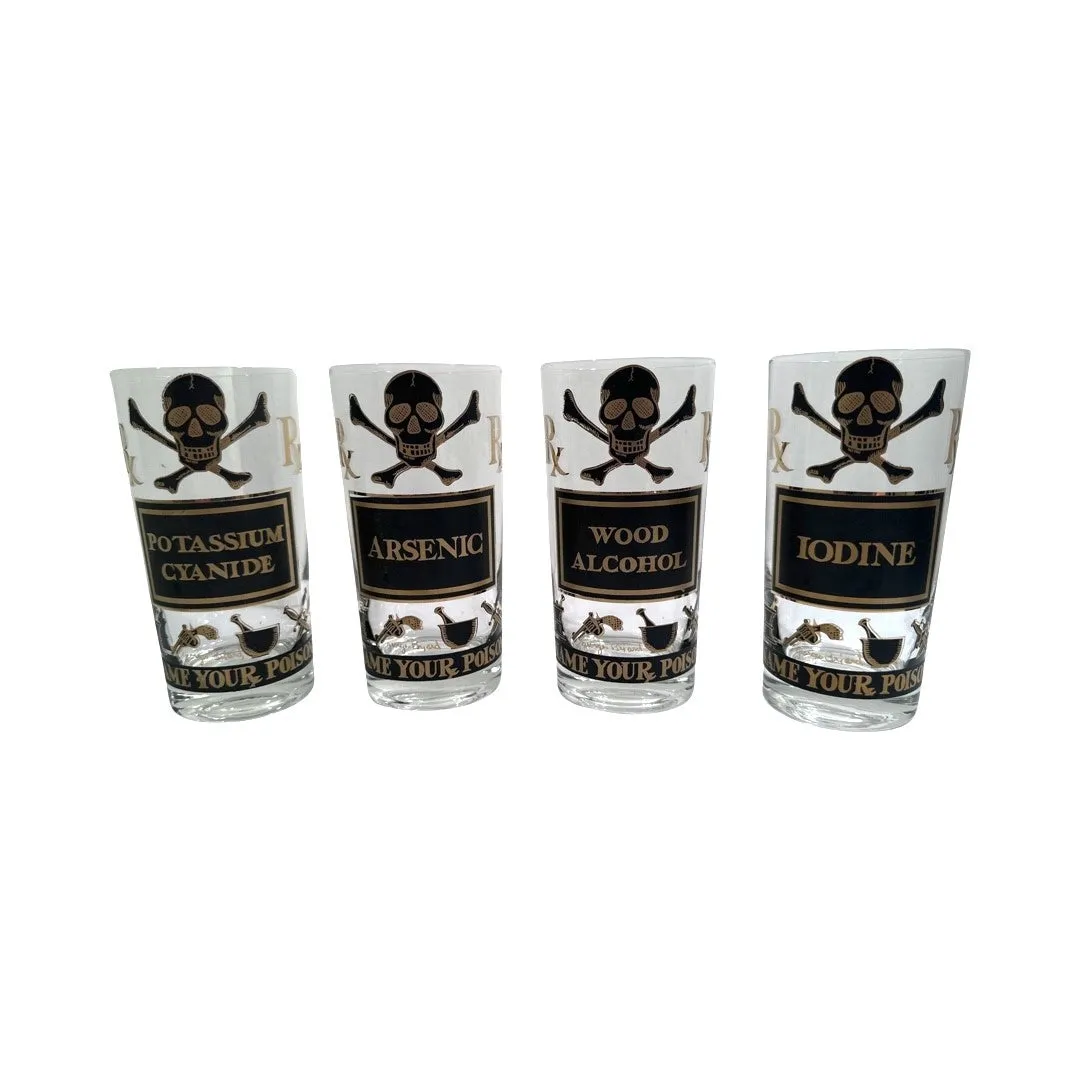 Georges Briard Signed Mid-Century Name Your Poison Glasses (Set of 4)