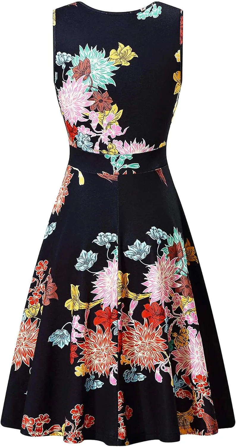 GUBERRY Womens Wrap V Neck Sleeveless Sundress Summer Flare Tank Dress with Pockets 