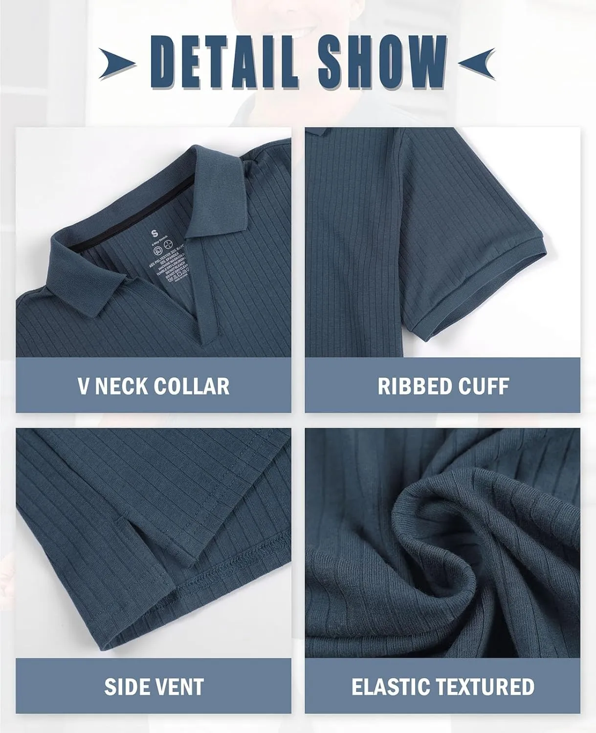 Hodaweislop Men's Knit Polo Shirts Short Sleeve V Neck Golf Shirt Casual Textured Summer Shirts