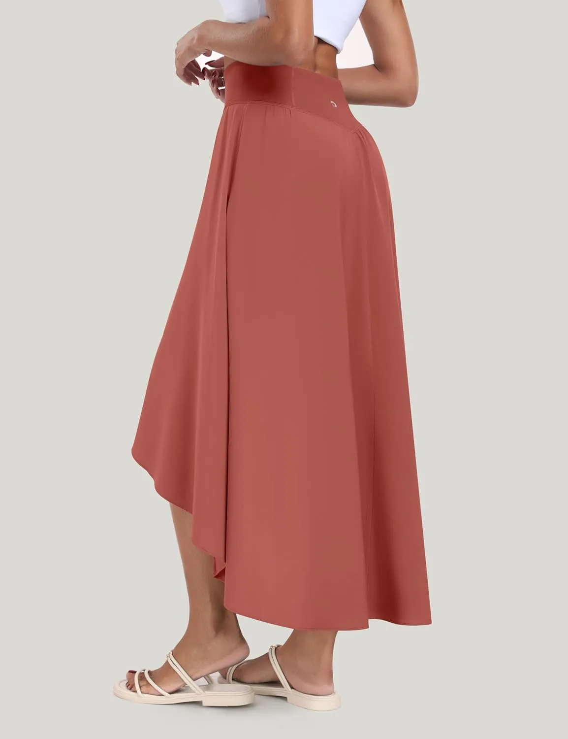 IUGA High Waist Maxi Skirt with Slit Ruffle Wrap Skirt Trendy Flowy Skirts for Women Long Skirts with Shorts Underneath