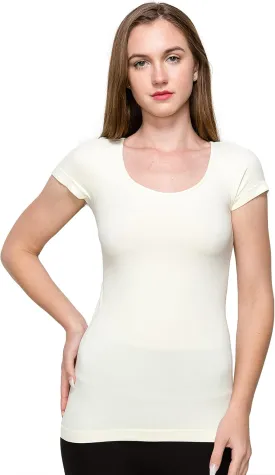 Kurve Scoop Neck Cap Sleeve Seamless Top, UV Protective Fabric UPF 50  (Made with Love in The USA)