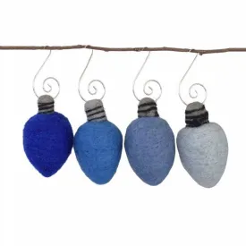 Light Bulb Ornaments- SET OF 4- Blue