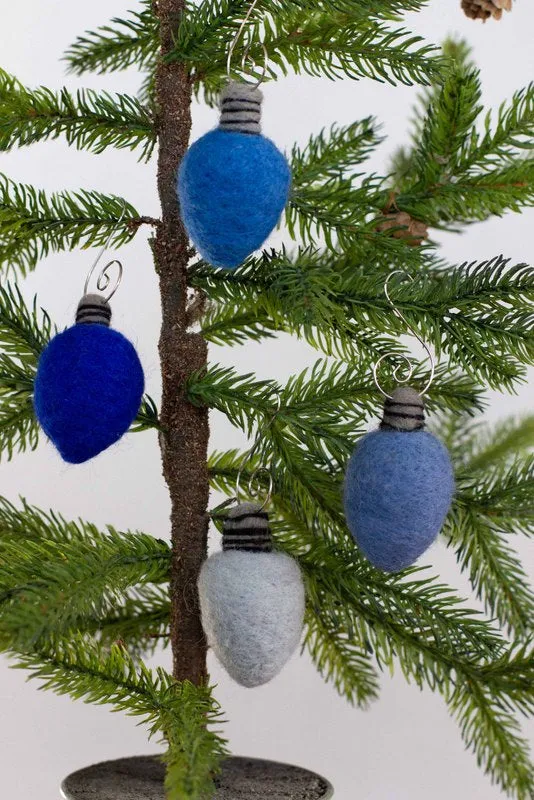 Light Bulb Ornaments- SET OF 4- Blue