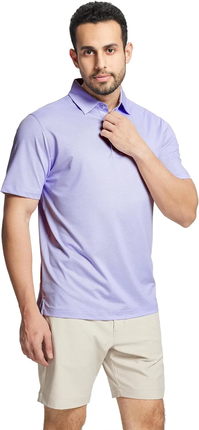 M MAELREG Golf Shirts for Men Dry fit Sports Jacquard Lightweight Performance Texture Short Sleeve Collared Polo Shirts
