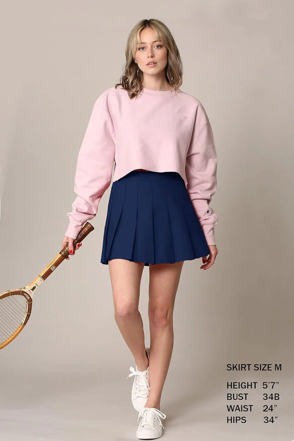 Made By Johnny Womens' Girls' High Waist Mini Plaid School Uniform Pleated Skater Tennis Skirt with Lining Shorts
