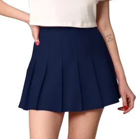 Made By Johnny Womens' Girls' High Waist Mini Plaid School Uniform Pleated Skater Tennis Skirt with Lining Shorts