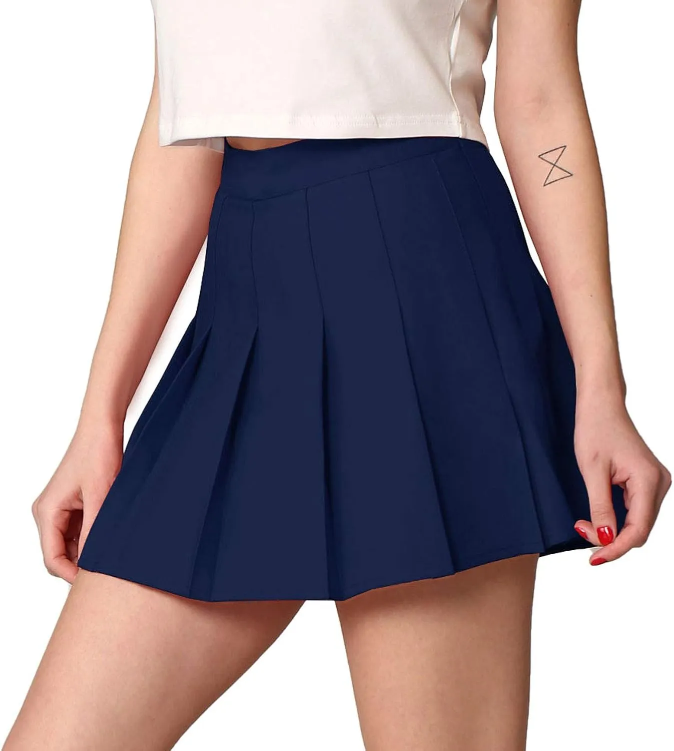 Made By Johnny Womens' Girls' High Waist Mini Plaid School Uniform Pleated Skater Tennis Skirt with Lining Shorts