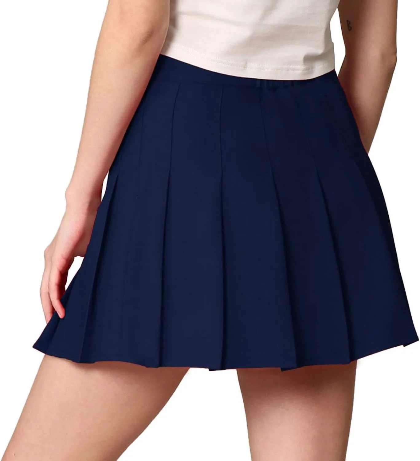 Made By Johnny Womens' Girls' High Waist Mini Plaid School Uniform Pleated Skater Tennis Skirt with Lining Shorts