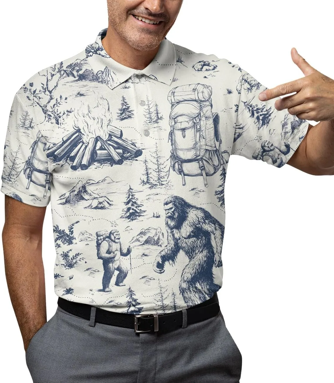 Men's Fat Tuesday Beads Alligator Mardi Gras Pattern Golf Polo Shirt Funny Polo Golf Shirts for Men