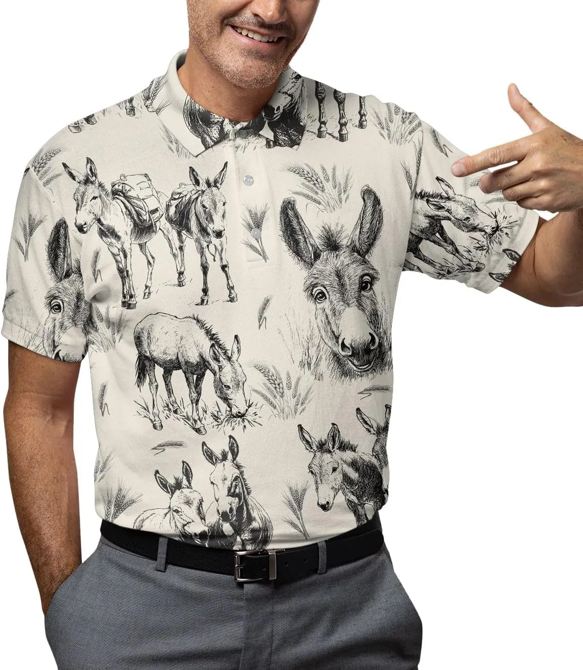 Men's Fat Tuesday Beads Alligator Mardi Gras Pattern Golf Polo Shirt Funny Polo Golf Shirts for Men