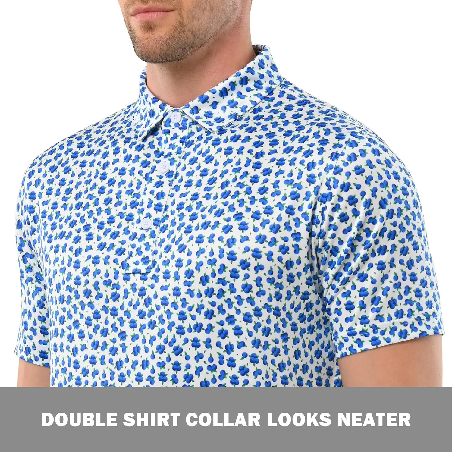 Mens Golf Shirt Moisture Wicking Dry Fit Mens Polo Shirts Dry Fit Performance Men's Golf Shirts Regular Fit Fashion Print