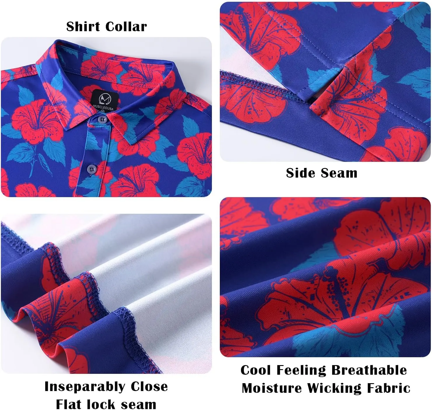 Mens Golf Shirt Moisture Wicking Dry Fit Mens Polo Shirts Dry Fit Performance Men's Golf Shirts Regular Fit Fashion Print