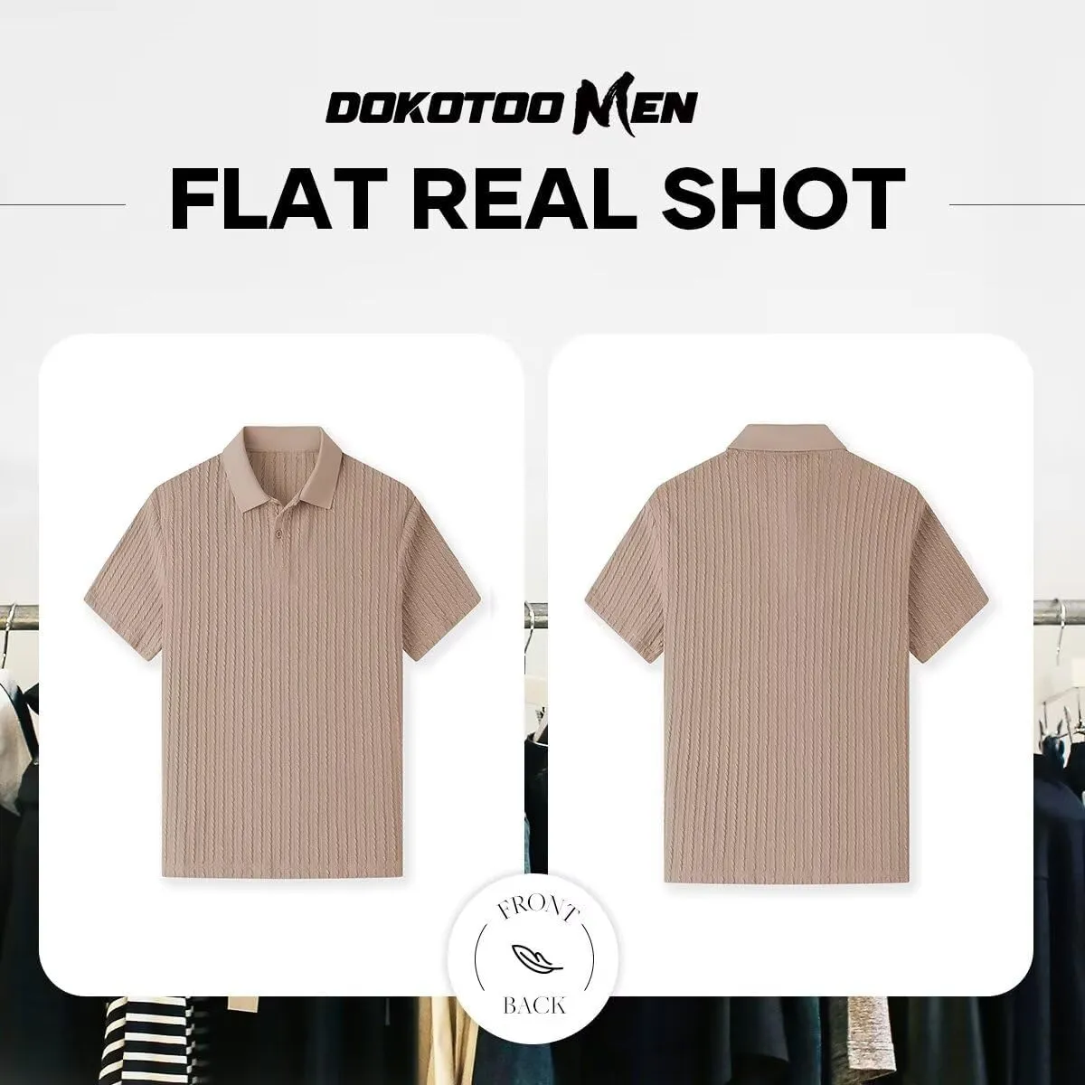 Mens Knit Polo Shirts Short Sleeve Button Down Texture Polo T Shirts Casual Golf Polo Collared Shirts