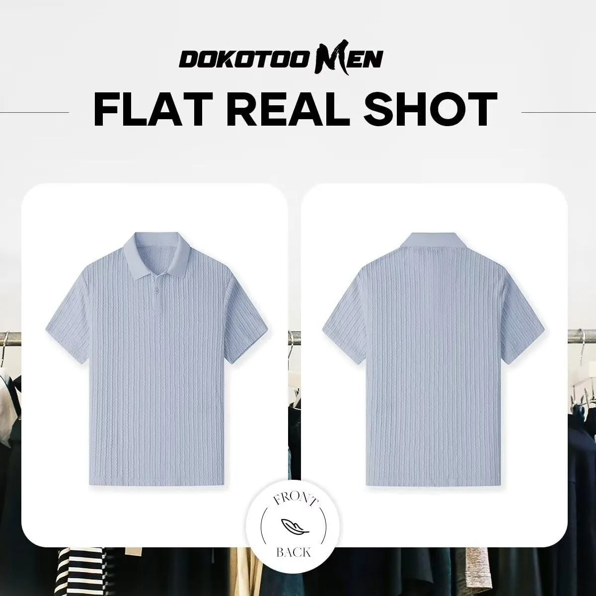 Mens Knit Polo Shirts Short Sleeve Button Down Texture Polo T Shirts Casual Golf Polo Collared Shirts