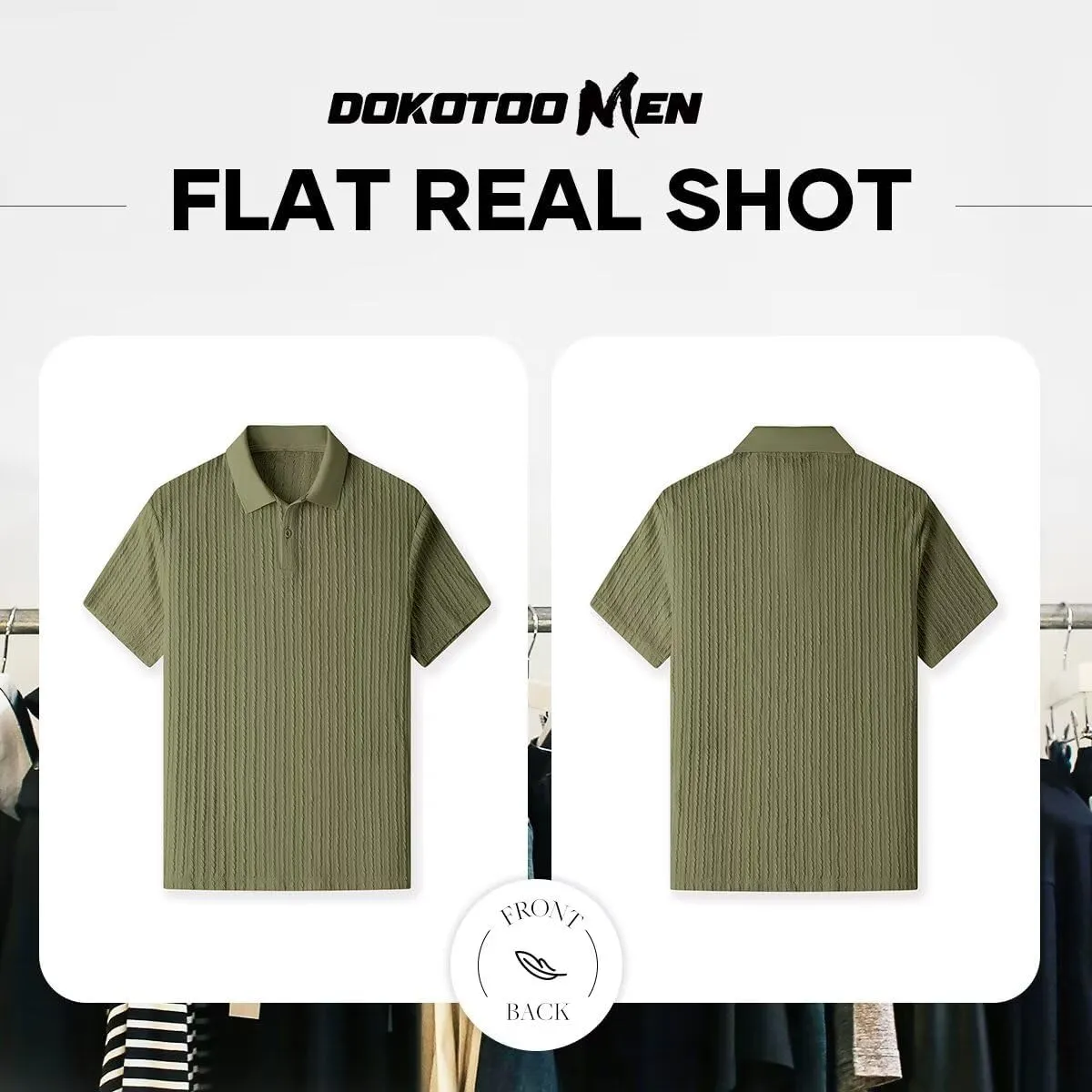 Mens Knit Polo Shirts Short Sleeve Button Down Texture Polo T Shirts Casual Golf Polo Collared Shirts