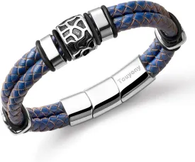 Mens Leather Bracelet Premium Leather Braided Bracelet Stainless Steel Jewelry Gift Accessories Men's Bracelet