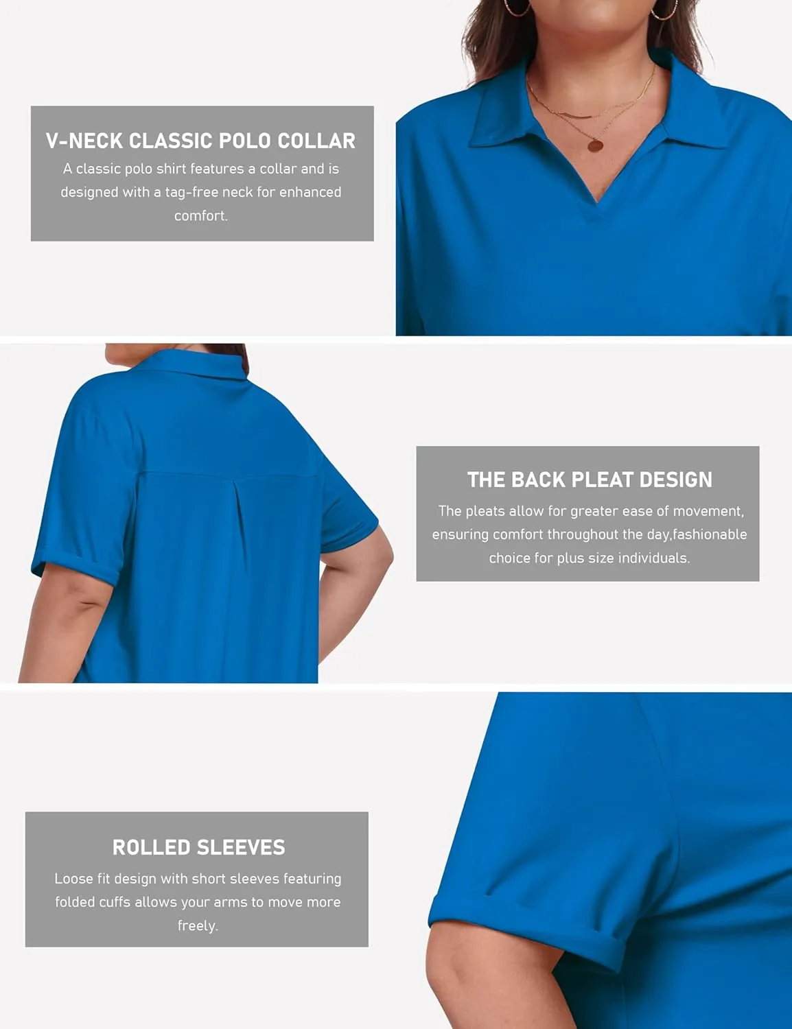 MoFiz Women's Plus Size Golf Polo Shirts Loose Fit Short Sleeve V-Neck Tennis Workouts Tops, XL-5XL