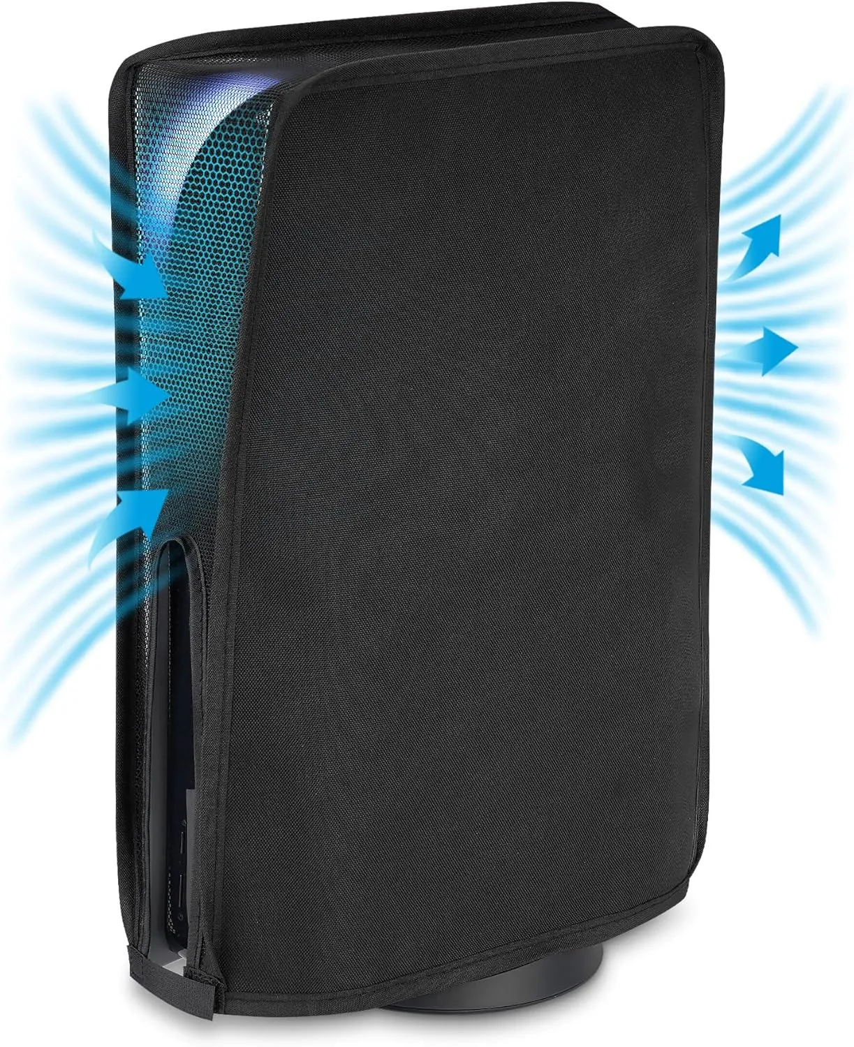 PlayVital Nylon Mesh Dust Cover for ps5, Soft Neat Lining Dust Guard for ps5 Console, Anti Scratch Breathable Cover Sleeve for ps5 Console Digital Edition & Disc Edition - Black
