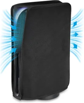 PlayVital Nylon Mesh Dust Cover for ps5, Soft Neat Lining Dust Guard for ps5 Console, Anti Scratch Breathable Cover Sleeve for ps5 Console Digital Edition & Disc Edition - Black