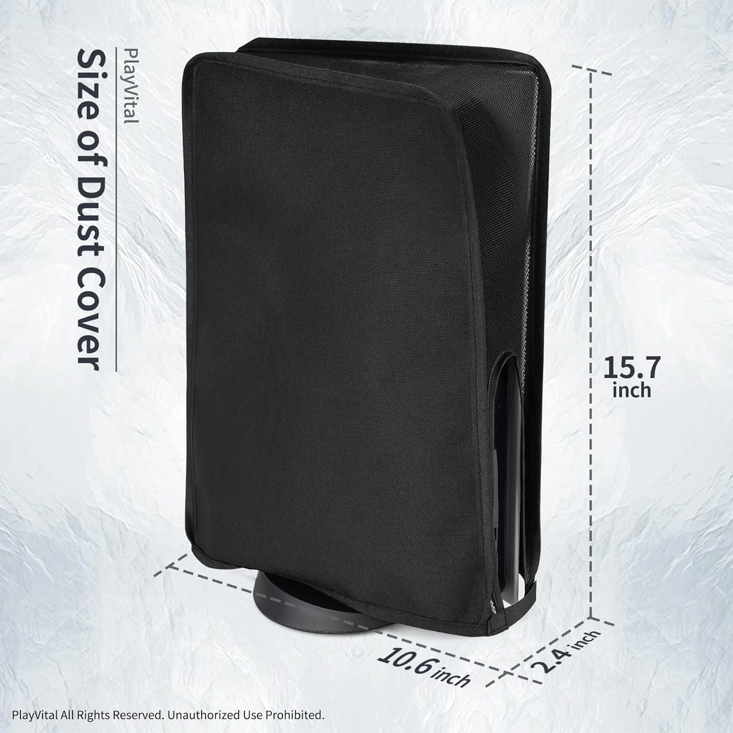 PlayVital Nylon Mesh Dust Cover for ps5, Soft Neat Lining Dust Guard for ps5 Console, Anti Scratch Breathable Cover Sleeve for ps5 Console Digital Edition & Disc Edition - Black