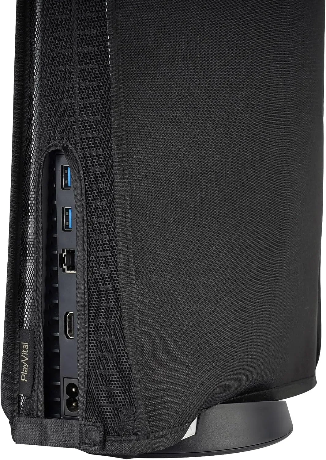PlayVital Nylon Mesh Dust Cover for ps5, Soft Neat Lining Dust Guard for ps5 Console, Anti Scratch Breathable Cover Sleeve for ps5 Console Digital Edition & Disc Edition - Black