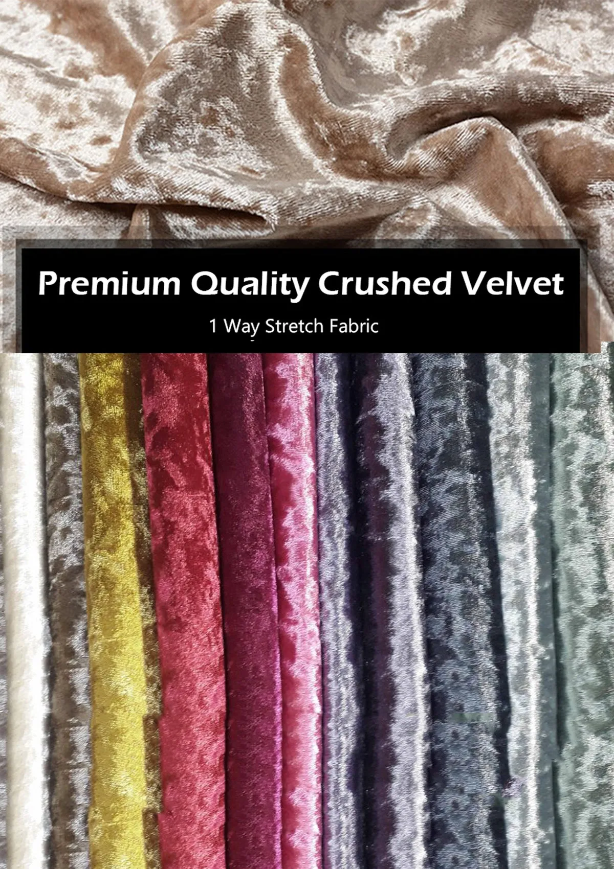 Silver Premium Crushed Velvet 1 Way Stretch Fabric Dress Craft Wedding Cushion 60" - 150cm Wide Per Metre