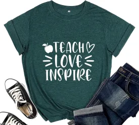 Teacher T-Shirt Tank for Women Funny Letter Print Colorful Leopard Pattern Teacher Life Shirt Gratitude Teacher Gift Top