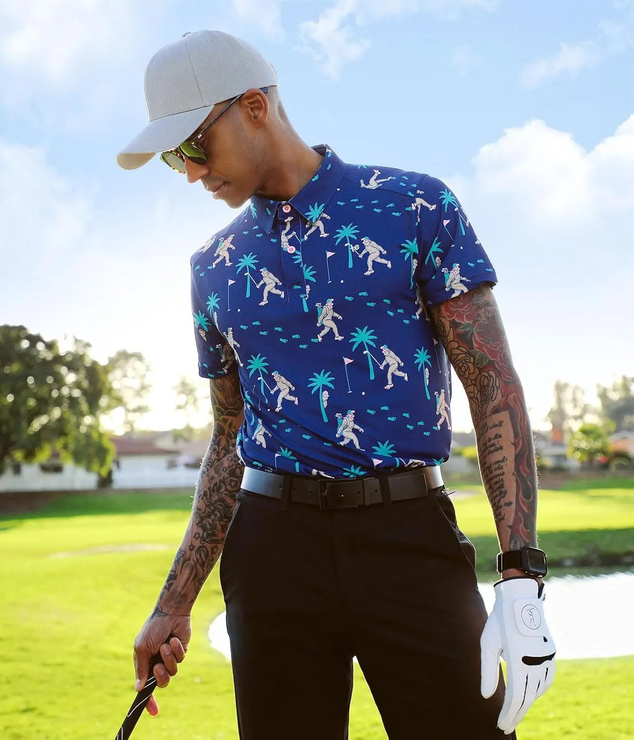 Tipsy Elves Men's Athletic Fit Golf Polo Shirt - Performance Golf Shirt for Men w/ 4-Way Stretch Moisture Wicking Fabric