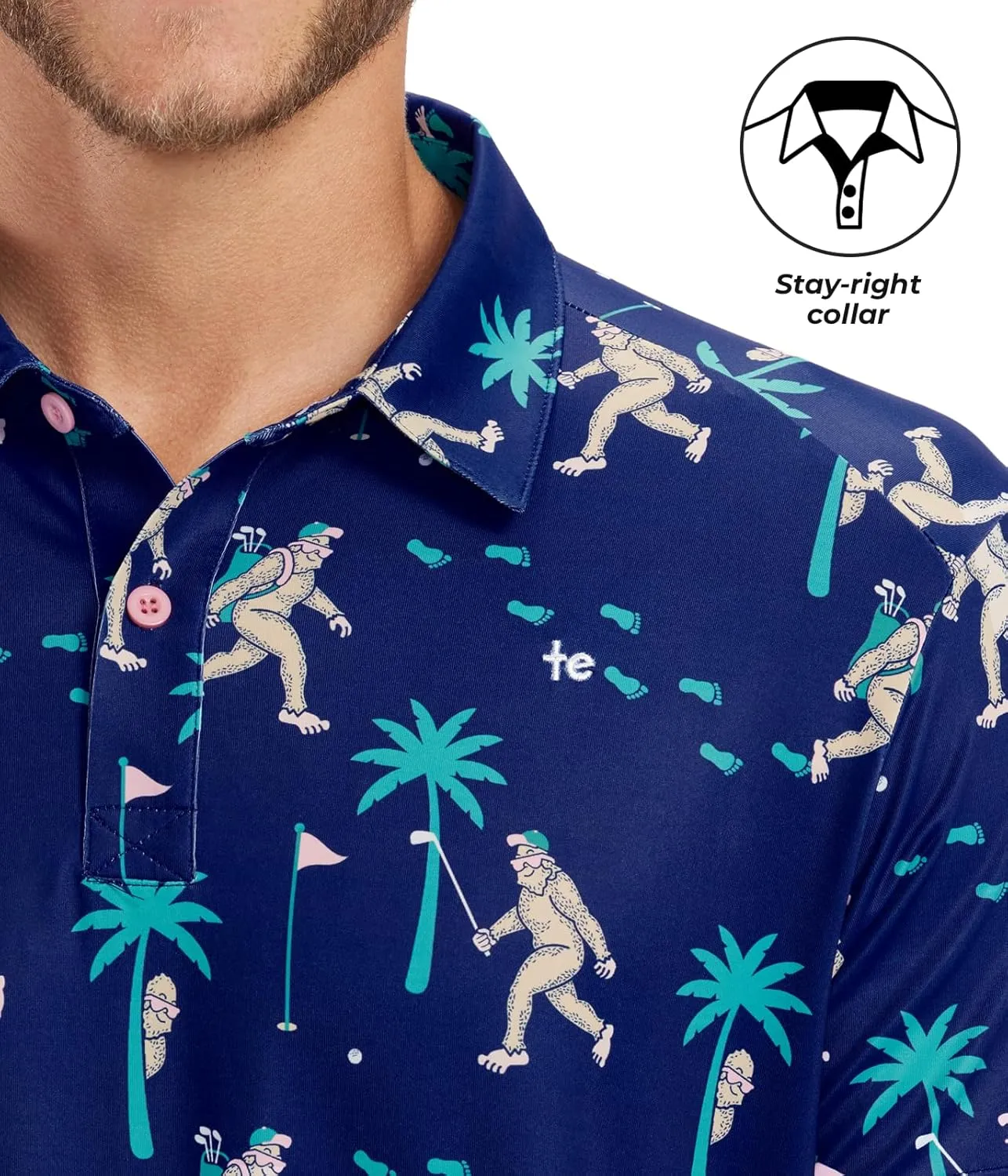 Tipsy Elves Men's Athletic Fit Golf Polo Shirt - Performance Golf Shirt for Men w/ 4-Way Stretch Moisture Wicking Fabric