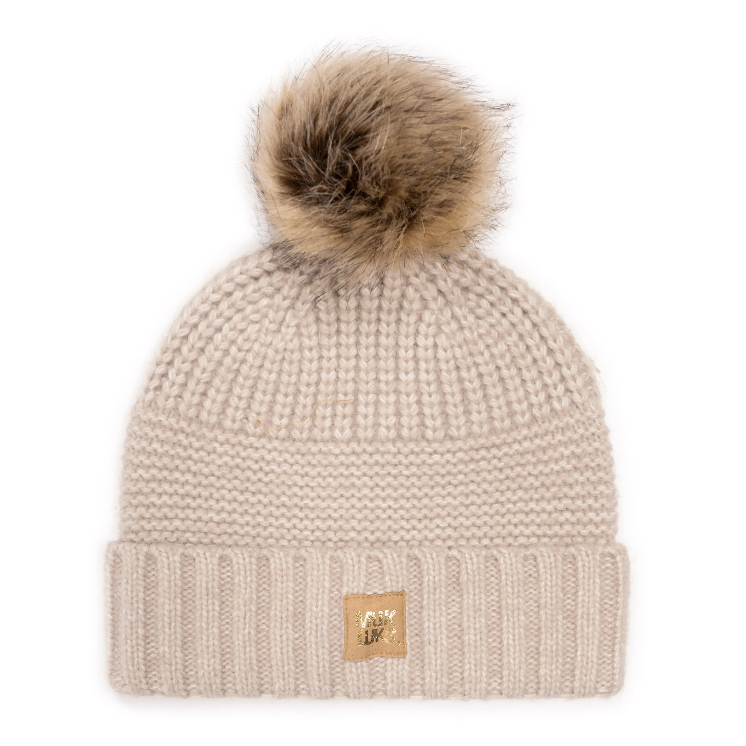 Women's Faux Fur Pom Cuffed Cap