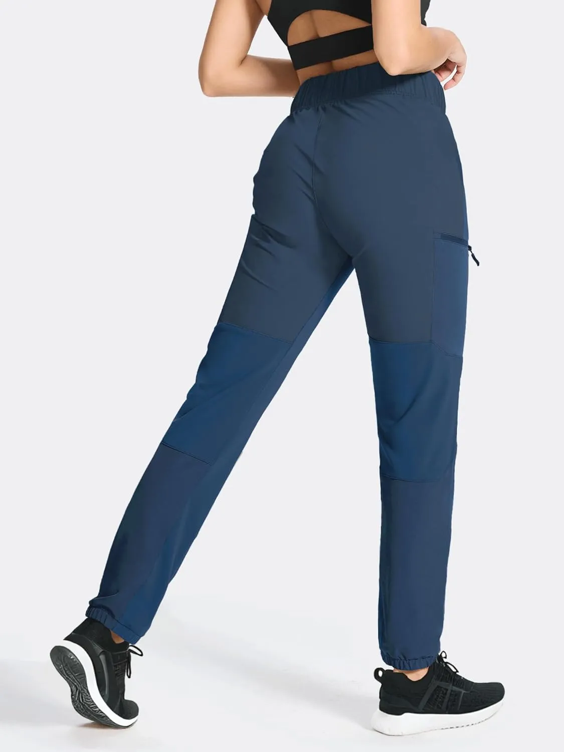 Women's Hiking Pants Quick Dry Travel Lightweight Waterproof Waist Cargo Pants with Zipper Pockets Casual Outdoor