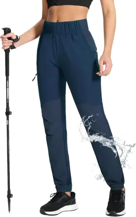 Women's Hiking Pants Quick Dry Travel Lightweight Waterproof Waist Cargo Pants with Zipper Pockets Casual Outdoor