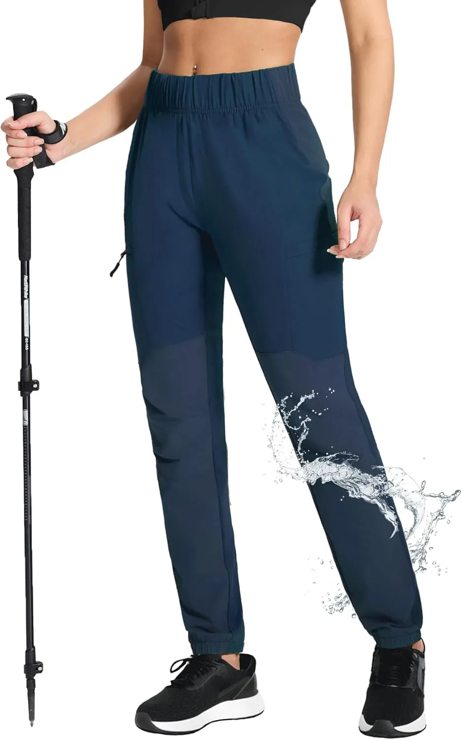 Women's Hiking Pants Quick Dry Travel Lightweight Waterproof Waist Cargo Pants with Zipper Pockets Casual Outdoor