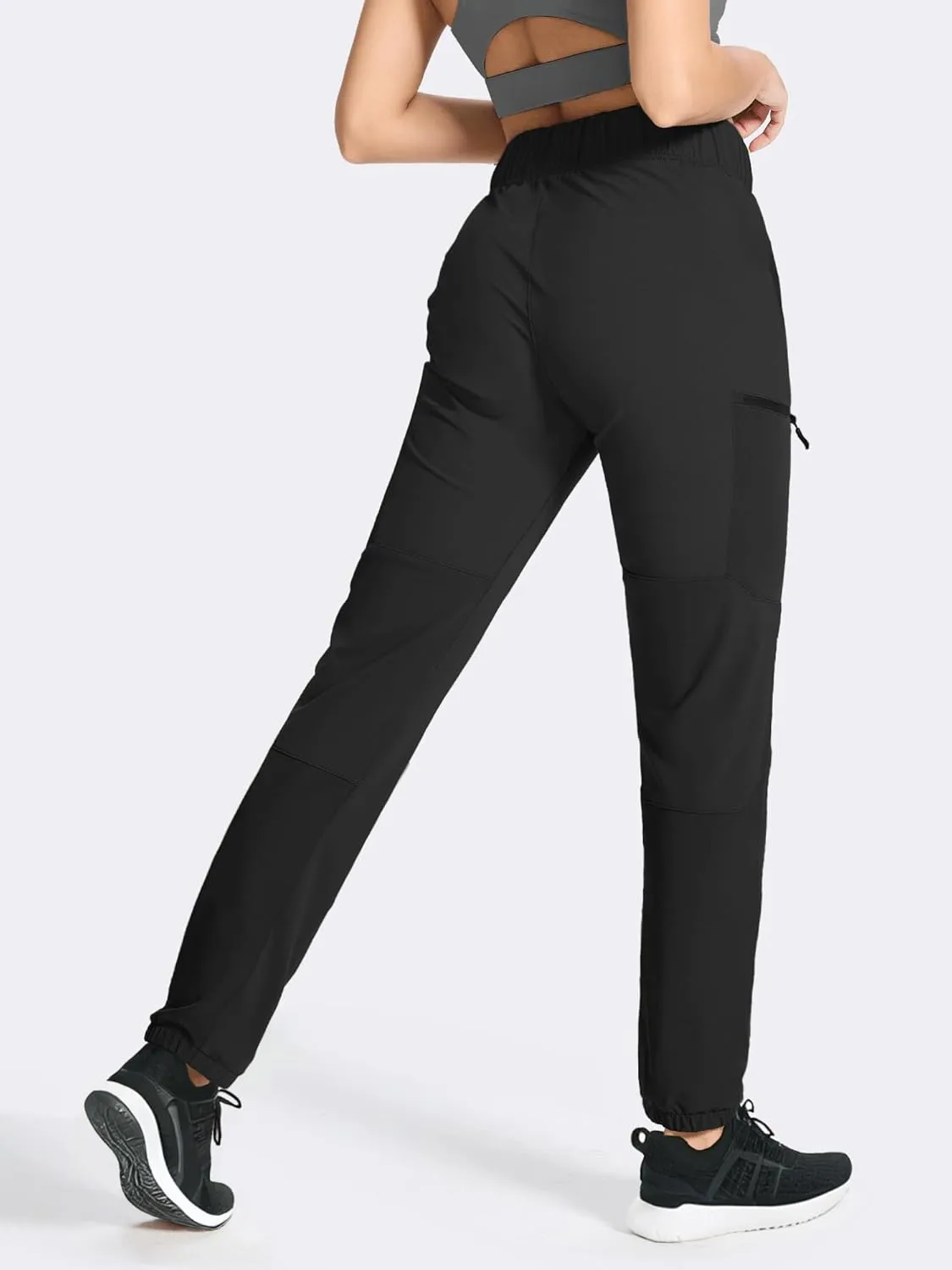 Women's Hiking Pants Quick Dry Travel Lightweight Waterproof Waist Cargo Pants with Zipper Pockets Casual Outdoor